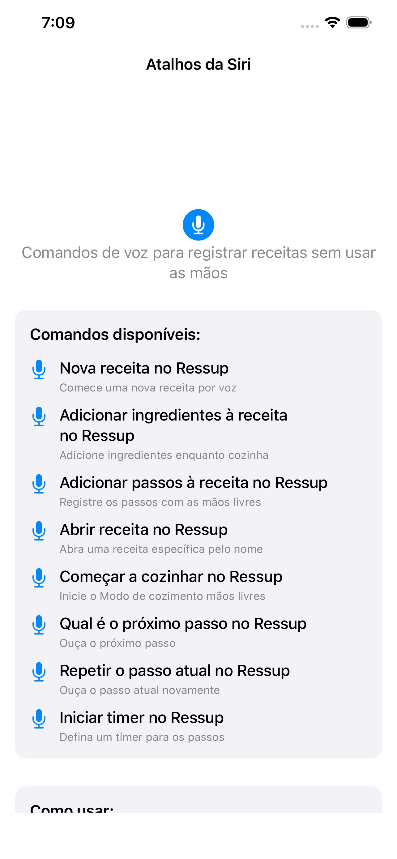 Integração com a Siri para controle por voz enquanto cozinha